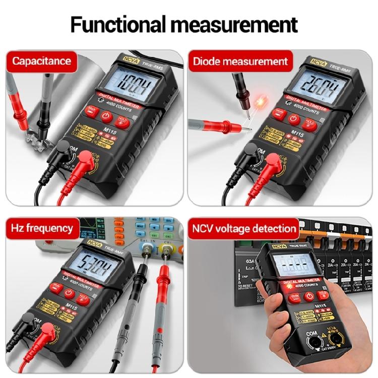 M115 Digital Multimeter Voltage Tester 4000 Counts Multifunction NCV Capacitance Diode Resistance Testing Tool