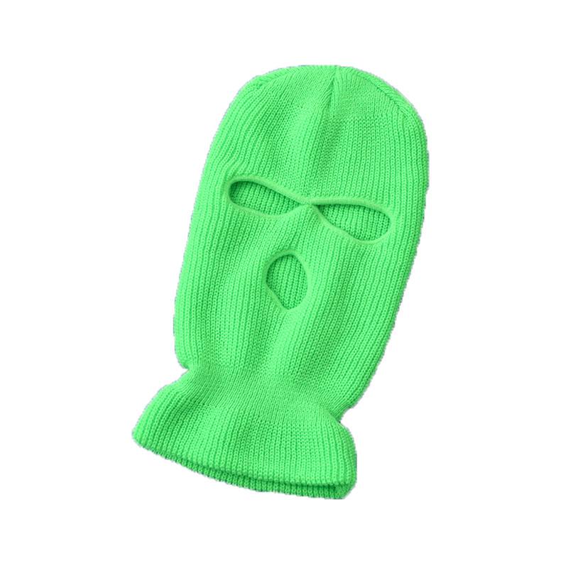 

Новая полнолицевая вязаная шапка с тремя отверстиями для мужчин и женщин, маска, шапка-балаклава, армейская тактическая CS, зимняя теплая велосипедная унисекс-кепка флуоресцентный зеленый