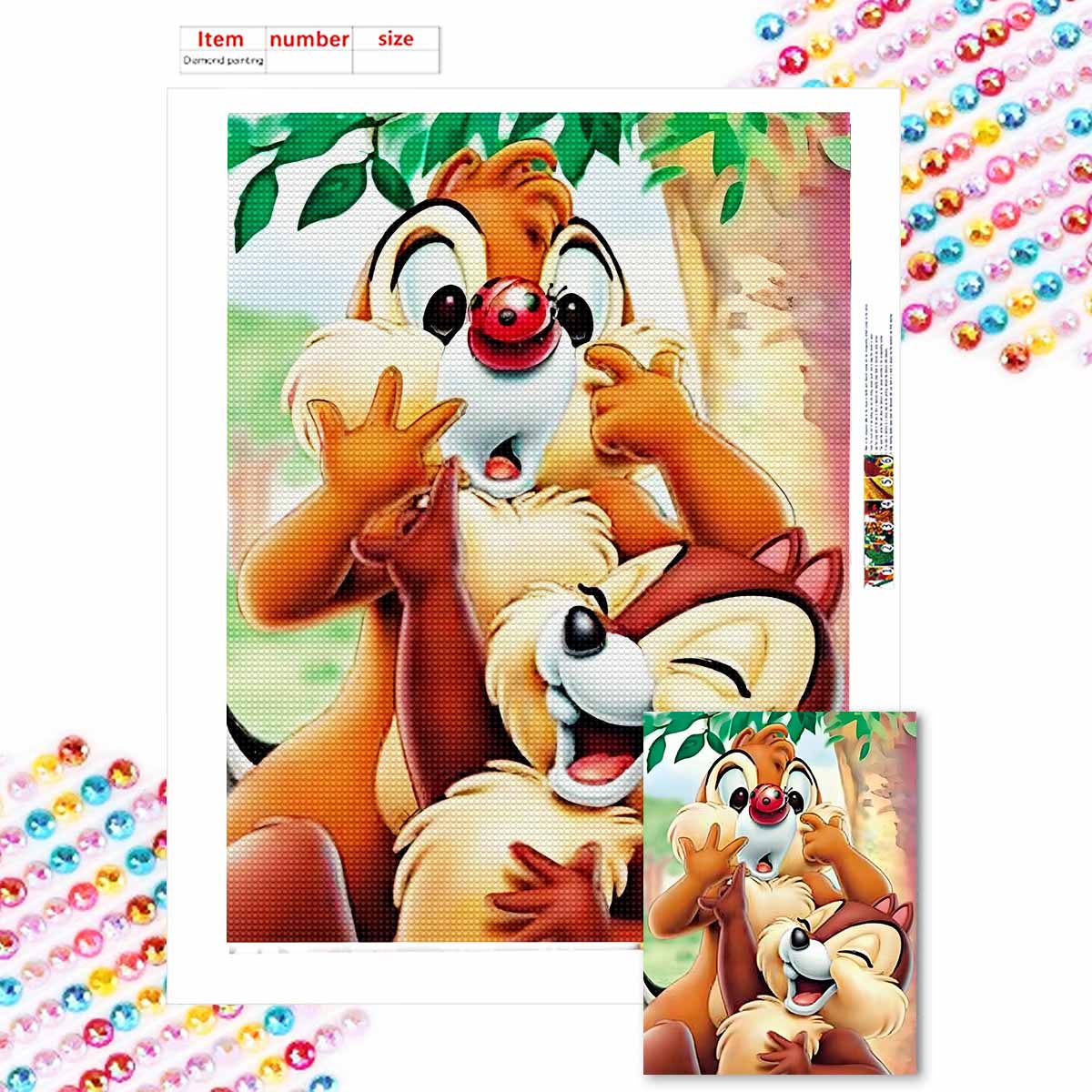 

Полная круглая алмазная живопись Милая белка Искусство Стразы Картина Мозаика Сделай сам 5D Вышивка крестом Домашнее украшение Round 20x30cm