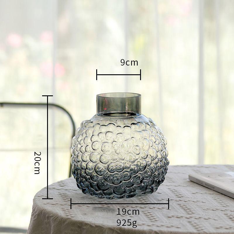 Bubble Patterned Belly Glass Vase Accessories Home Room Dining Table Flower Arrangement Decoration Homestay Villa Desk Ornaments