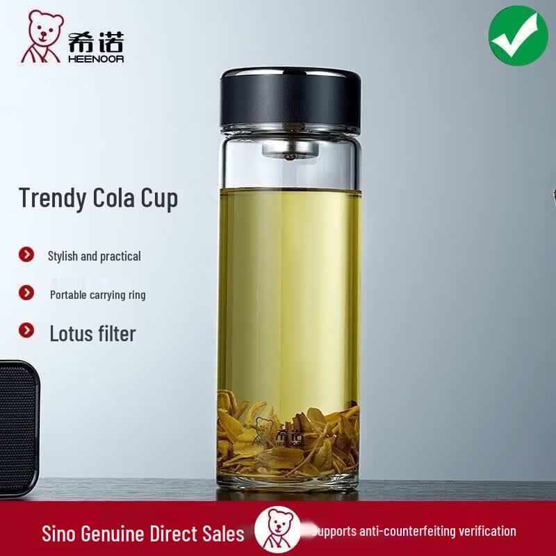 Heenoor Portable Single Layer Glass Cup