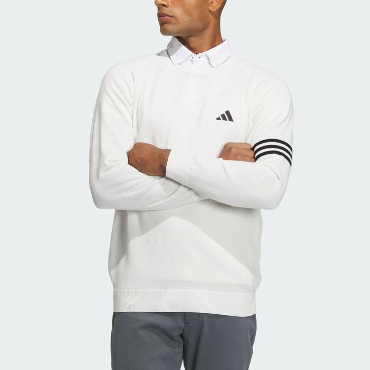 Adidas Long Sleeve Pullover Sweater Color Block Golf Sweater Men Sweater White IN9049