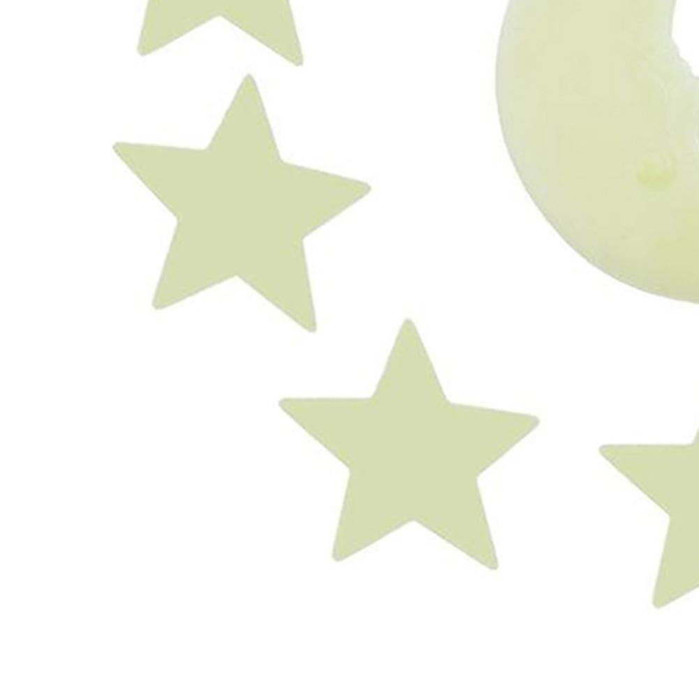 Fashionable 12Pcs Stars Moon Glow In Dark Fluorescent Decal Wall Stickers Home Decoration