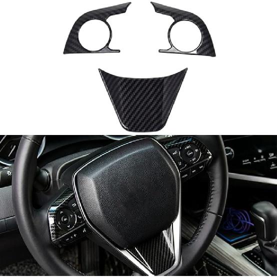 XITER 3PCS ABS Sport Style Blue Steering Wheel Cover Molding Cover Trims Interior Decaration Sticker Accessories for Toyota Camry 2018 2019 2020 2021