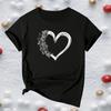 2025 New Chic Floral & Heart Print 's Round Neck Short Sleeve Casual T-shirt Clothing Street Tops Tees Aesthetic Clothes