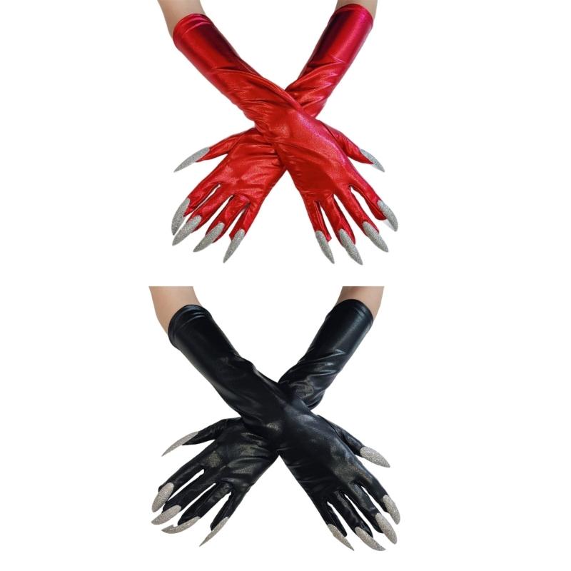 Guanti Blingbling per Dita Intere con Unghie Lunghe per Costumi di Halloween Accessori Guanti per Unghie Unghie Lunghe