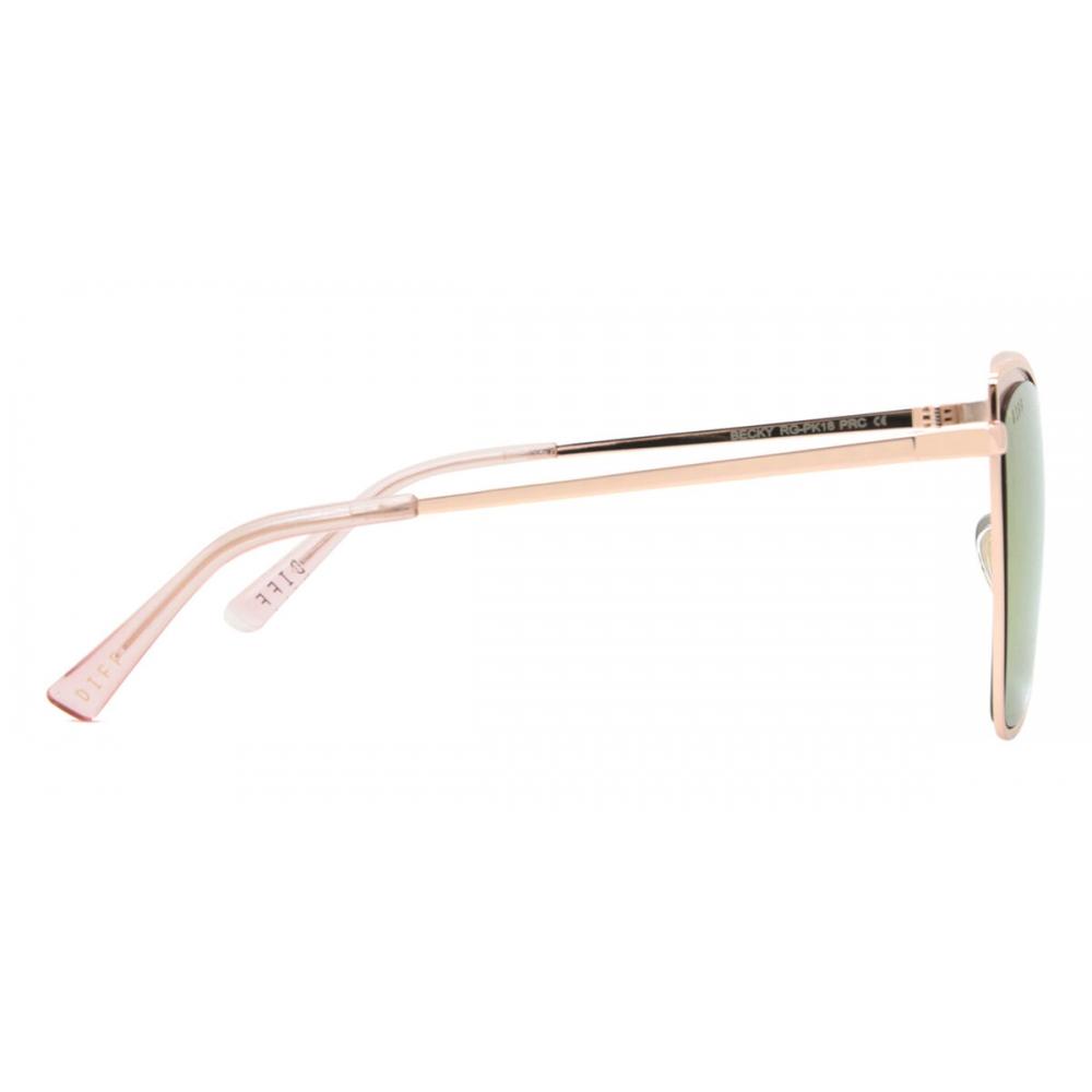 DIFF Becky Rose Gold+pink Mirror Lens Women Sunglasses