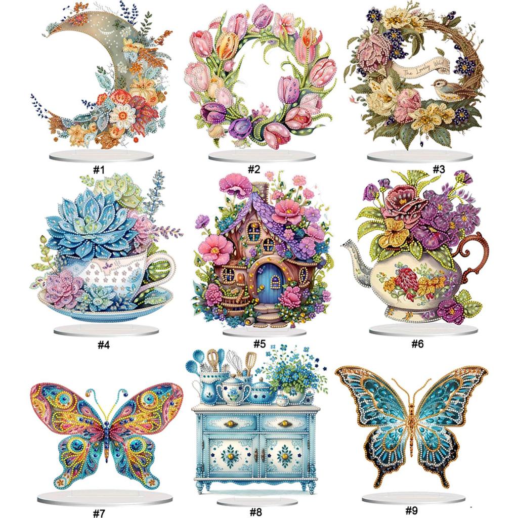 2D Flat DIY Table Top Diamond Painting Ornament Kits 5D DIY Diamond Art Tabletop Decorations for Home Office Desktop Decor