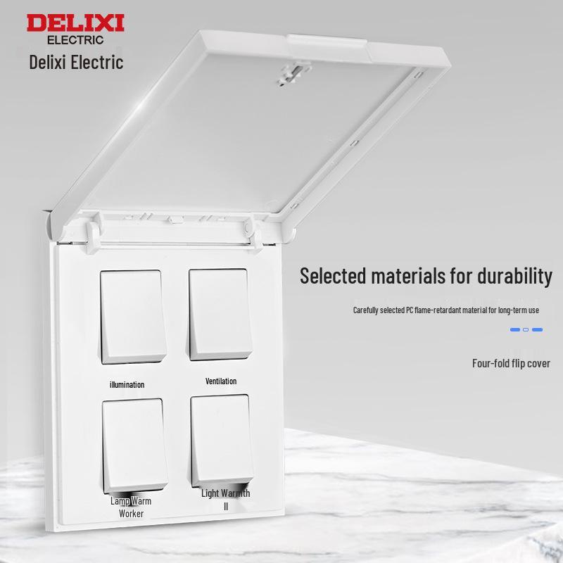 Delixi Universal Bathroom Heater Switch Panel - Three, Four, Five-Gang Options