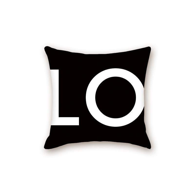 New Black Modern Simple Letter Series Sofa Cushion Pillow Cover Bedside Bedroom Backrest Pillow
