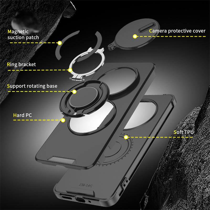 Capa For Xiaomi Poco C75 4G Case Armor Slide Lens Protector Cover For Poko Little C75 C 75 Pococ75 Car Magnetic Ring Stand Funda