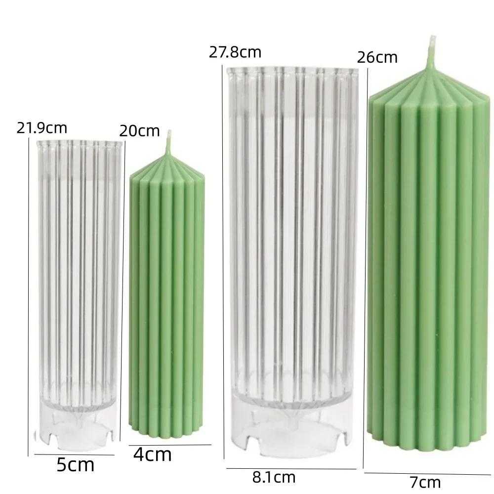 Classic striped cylindrical candle silicone mold geometric cylindrical thick striped acrylic candle mold Roman column PC mold