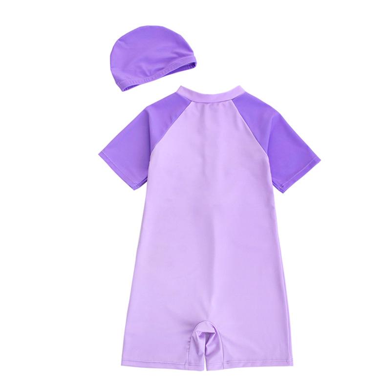 Kids' One-Piece Swimsuit with Swim Cap - Sun Protection for Beach & Hot Springs