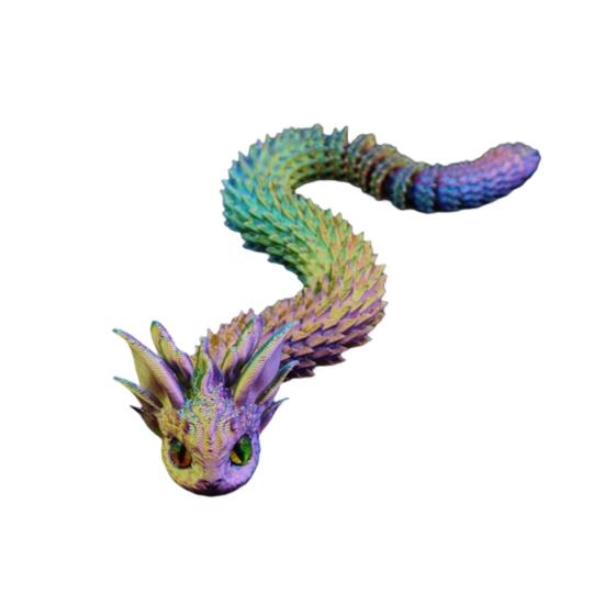 

3D Printed Dragon Snake Figurine Movable Joints Mini Snake Figure Articulated 20cm разноцветный