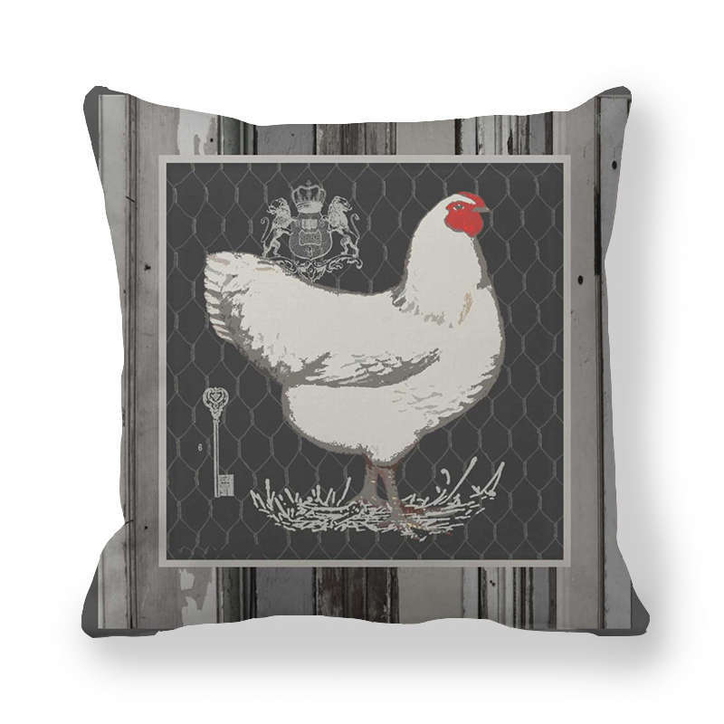 Chicken Breast Rooster Print Cushion Cover Farmhouse Home Decor Pillowcases