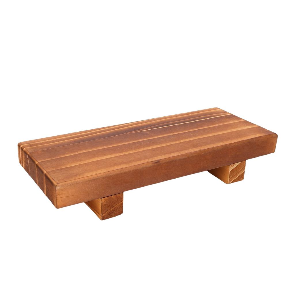 Wooden Riser Multifunctional Small Wood Tray Pedestal Stand for Kitchen Bathroom Countertop Brown Color
