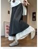 Women's Patchwork Lace Trim High-Waisted Wide-Leg Pants: Versatile, Slimming, Plus Velvet for Autumn/Winter 2025.