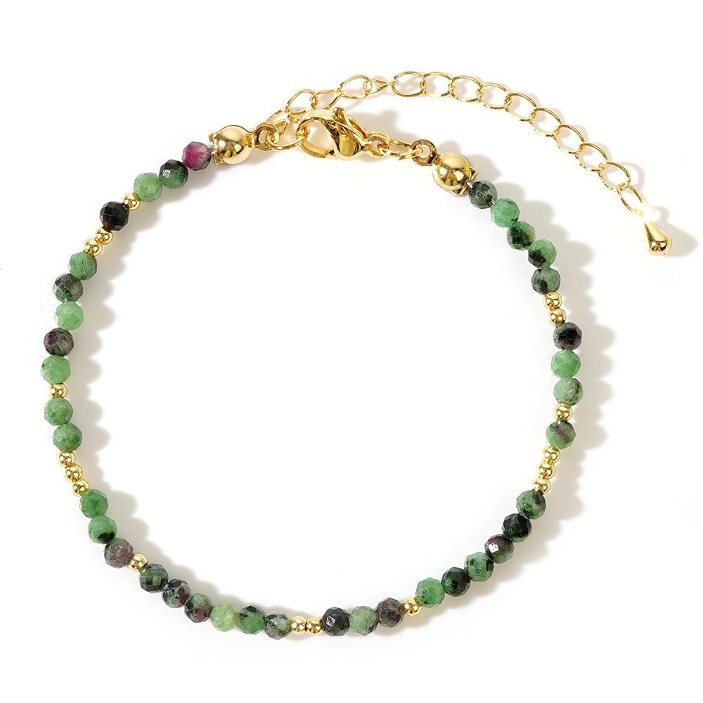 

1pc 3mm Bohemian Natural Stone Amethyst Pink Crystal Faceted Beads Brass Beads Bracelet for Women Jewelry
