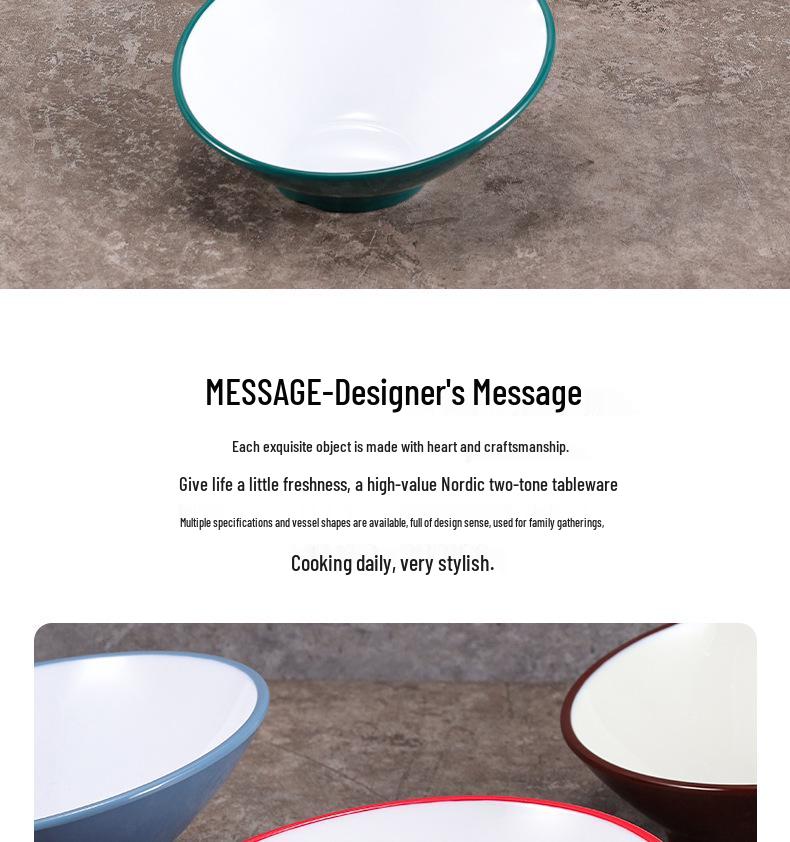 Velká šikmá melaminová mísa - Imitace porcelánu pro horký hrnec, salát a dochucovadla