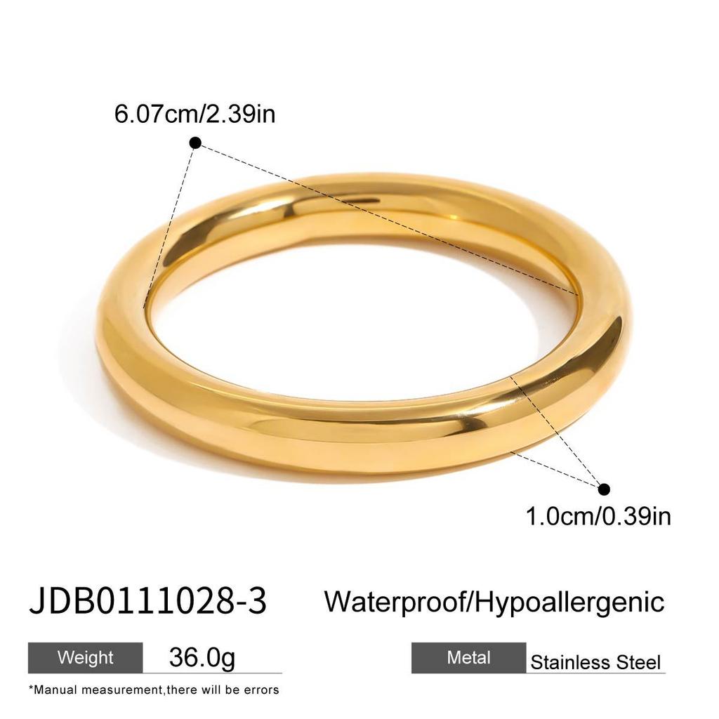 JYL TS Bracelet Bangle Simple Golden Circle Design Classic Look Enhances Nobility & Luck
