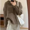 Autumn and winter new twist sweater women's hooded pullover retro lazy loose soft waxy knitted sweater sweater top women