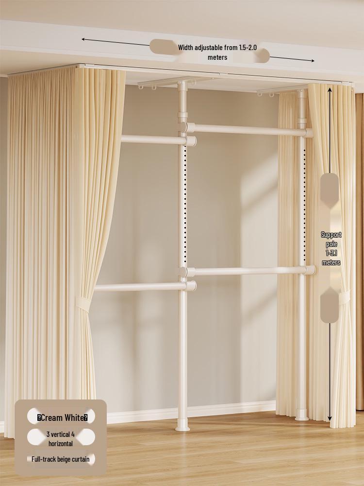 Floor-Standing Clothes Rack: Bedroom Hanger, Retractable Drying Rod, Coat & Hat Rack.