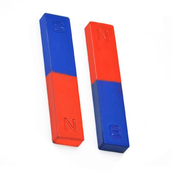 2Pcs/Set Physics Experiment Pole Teaching Tool Red Blue Painted N/S Bar Magnet