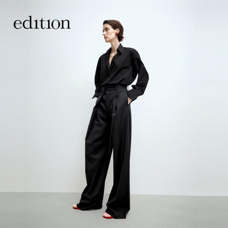 Edition Women s Long-Staple Cotton Pleated Long-Sleeve Shirt S