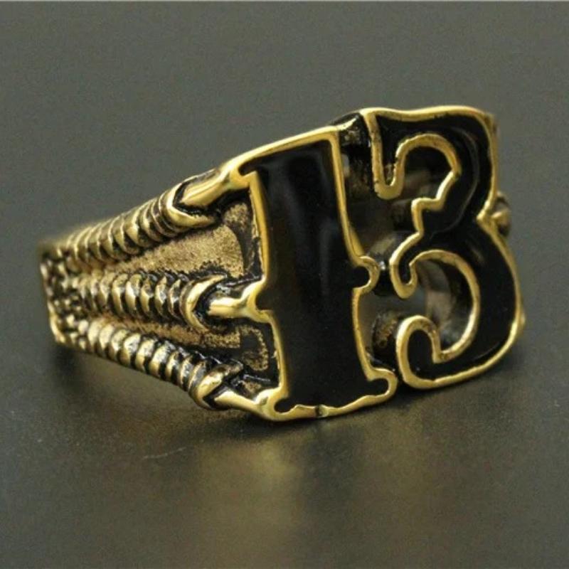 Newest Mens Boys Golden Biker 13 Ring Titanium Steel 316L Best Jewelry Ring