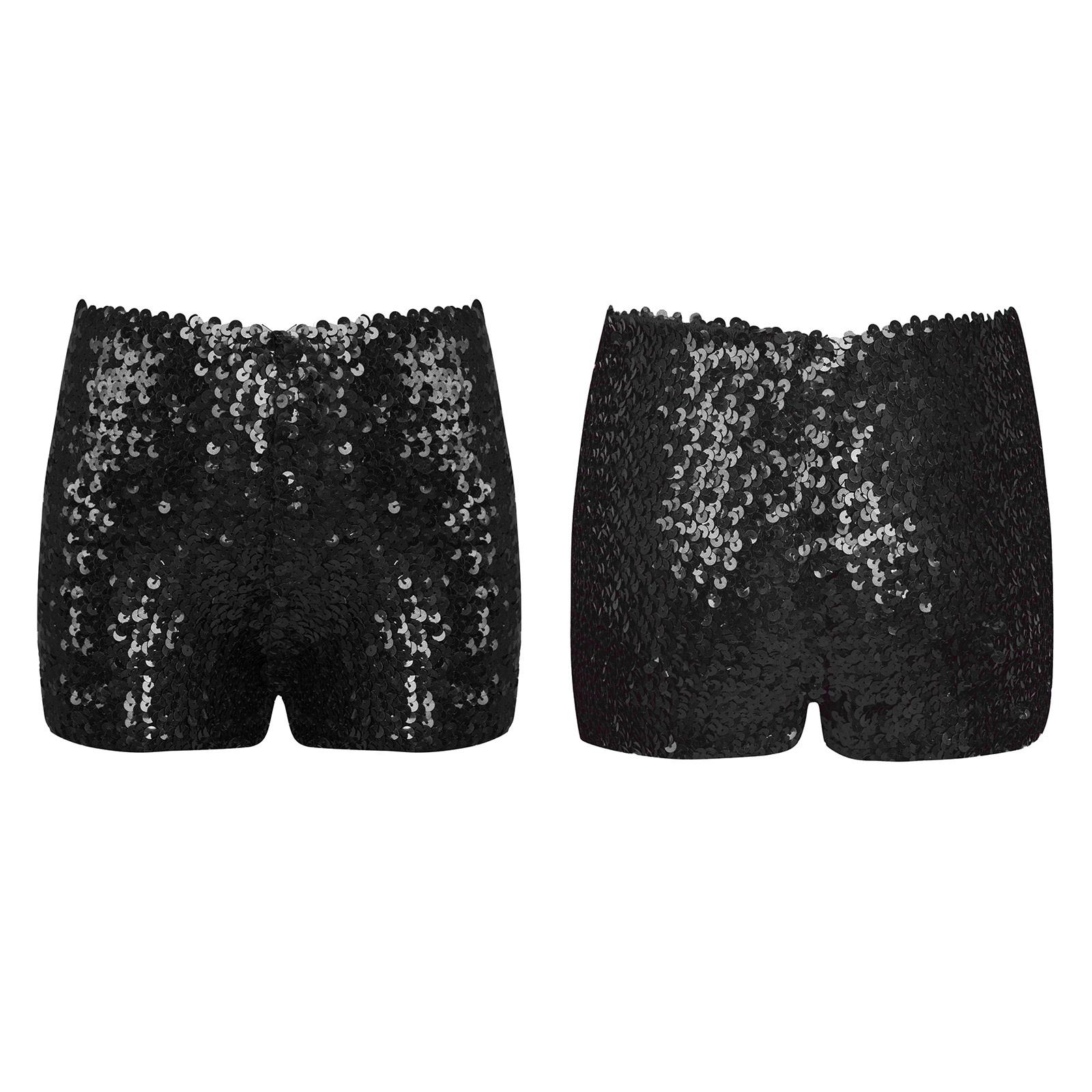 

Детские шорты для танцев с блестками и блестками для девочек, костюм для выступлений в стиле хип-хоп, джаз, спортивные шорты для йоги, низ 120-140/12 чёрный