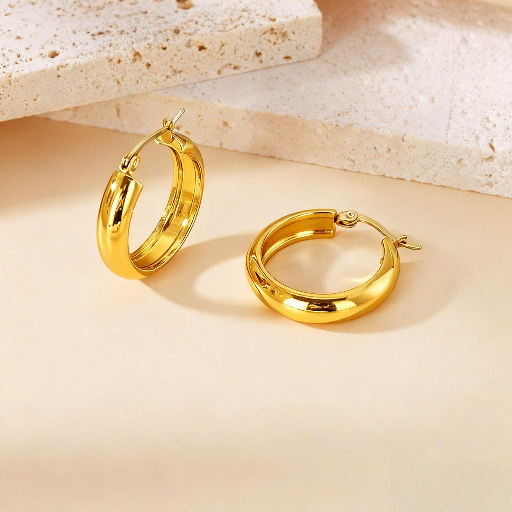 Titanium Steel Light Luxury Colorfast Hoop Earrings with High-End Feel