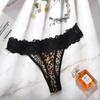 Women Bownot Transparent Low waist Leopard Panties Lace Thongs Briefs Underwear
