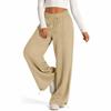 Womens Elevated Wide Leg Pants Drawstring Waist Relaxed Palazzo Trousers