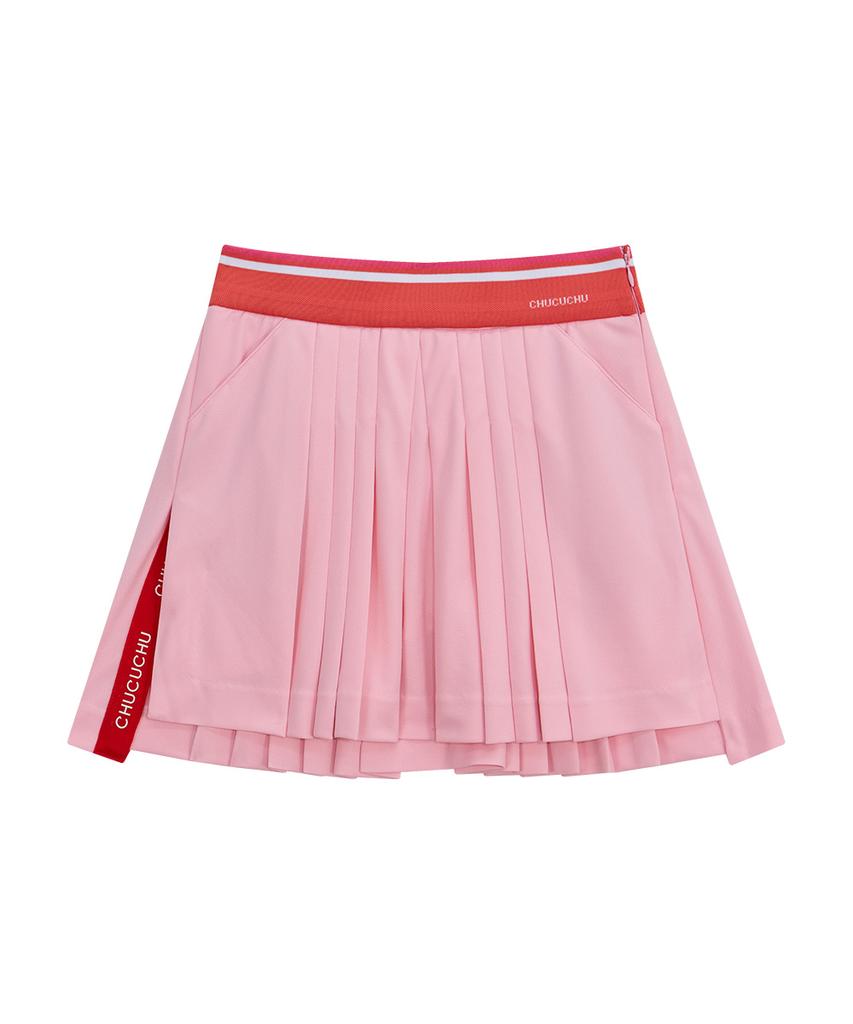 CHUCUCHU Paper Slit Pleated Skirt (Light Pink) Cbfss-Sk003W