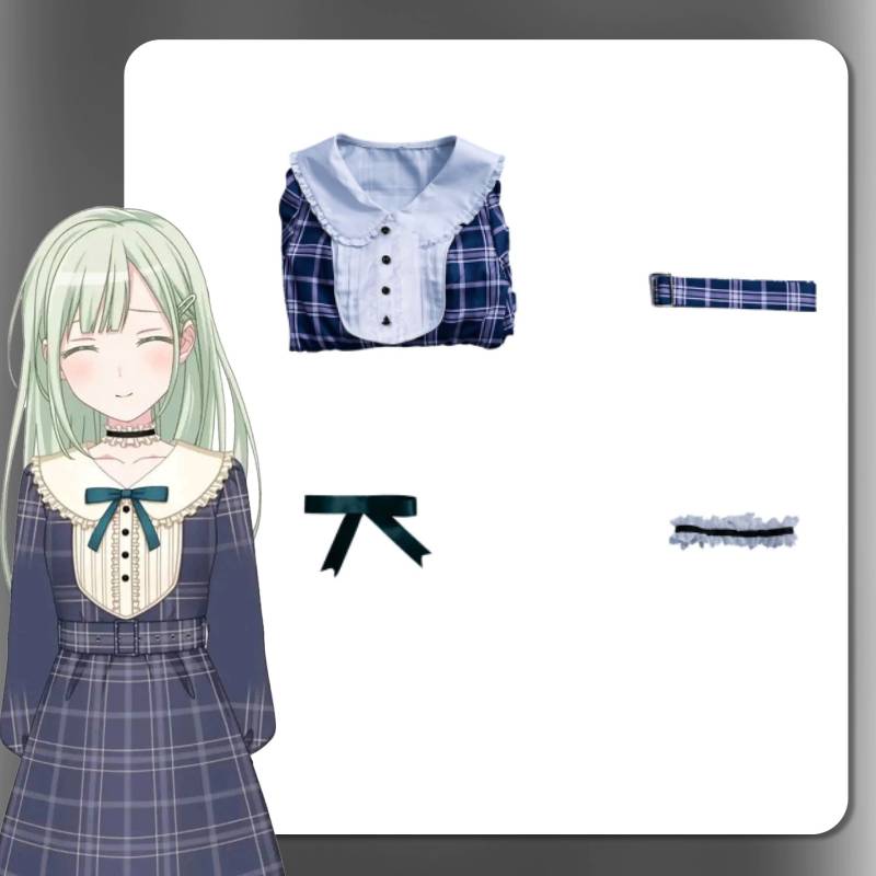 

Bang Dream Its Mygo Вакаба Муцуми Костюм для косплея Хэллоуин Вечеринка Подарок Grid,S