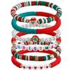 Y2K Polymer Clay Stackable Bracelet Set For Women Santa Claus Tree Elk Deer Snowflake Charm Beaded Bangle Christmas Jewelry