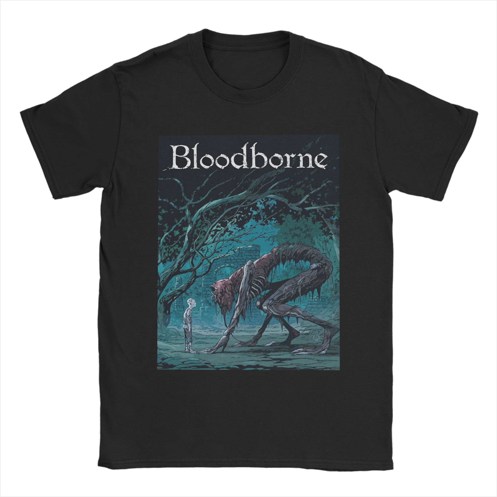 

Футболки Bloodborne Dark Souls для чоловіків Вінтажні футболки зі 100% бавовни з круглим вирізом та коротким рукавом Новий одяг 2XL