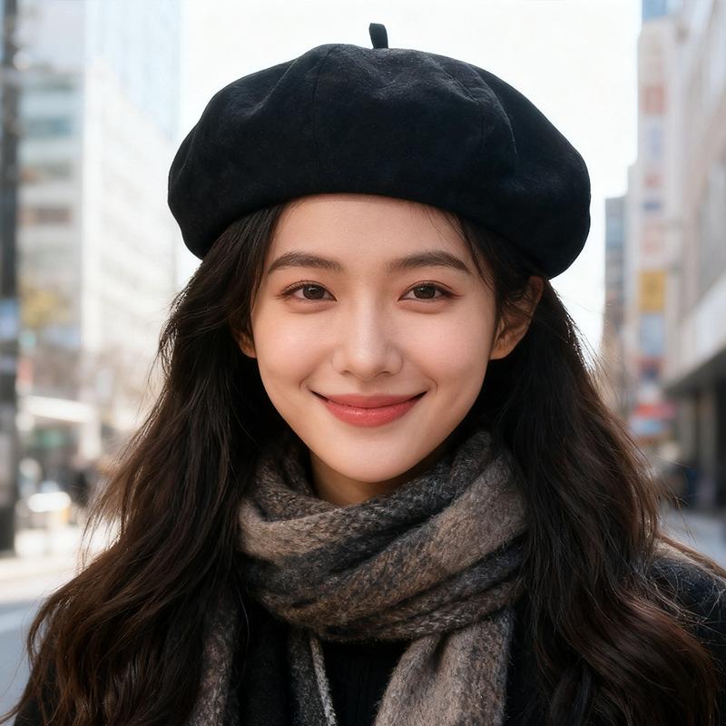 Korean Beret Female Octagonal Painter's Hat Retro Large Head Circumference Showing Face Small Japanese Style Pumpkin Hat Trendy