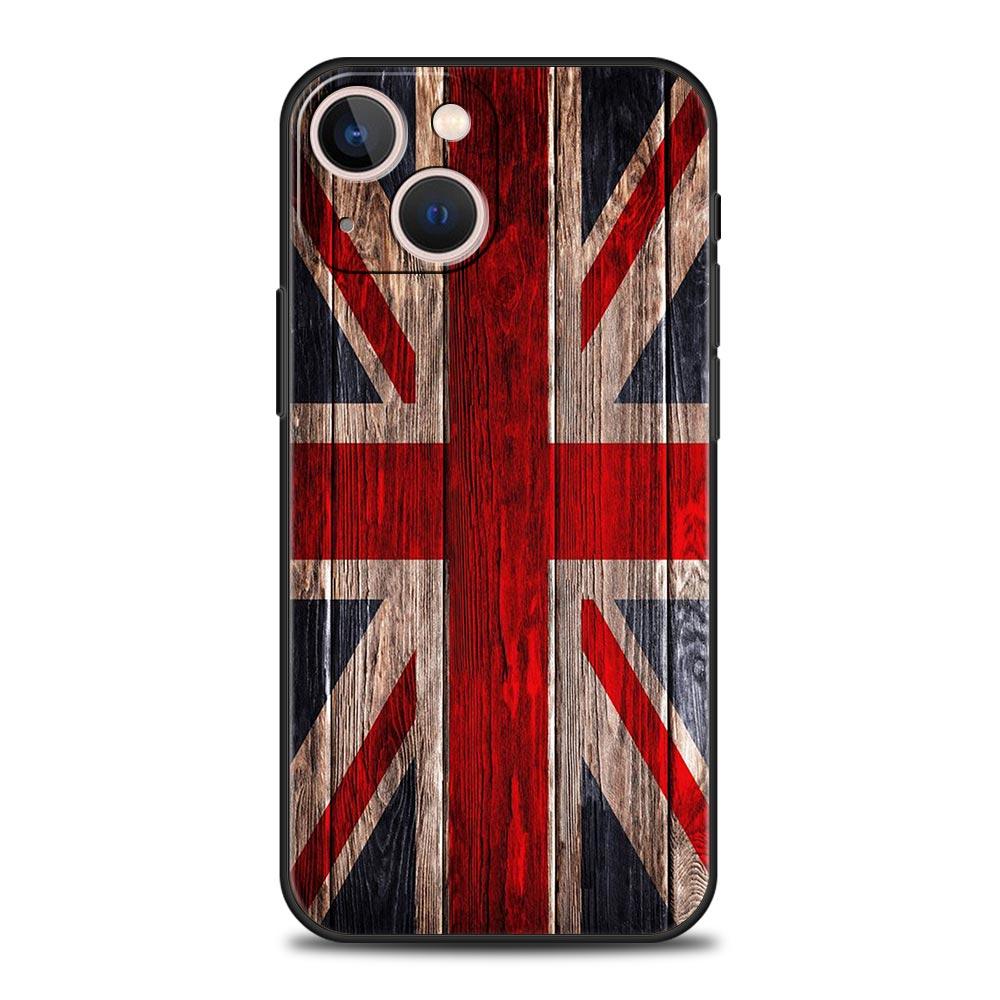 

Luxury Phone Case For Apple iPhone 11 15 14 Pro MAX 12 13 7 8 Plus X XR XS MAX SE Silicone Black Cover Funda England UK flags iPhone 13 Pro
