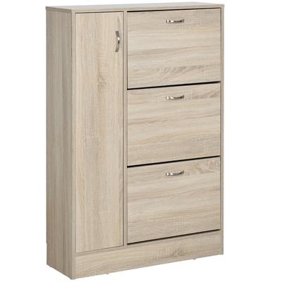 2-in-1 Shoe Cabinet for Shoes Storage Furniture Umbrellas Large Space Adjustable Shelf In 2 Levels Capacity of 12 Pairs 79x26x120 Cm Wood