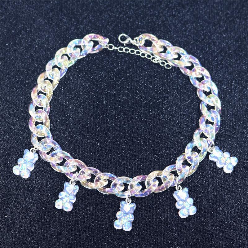 Shining Acrylic Handmade Candy Color Cute Judy Cartoon Bear Charm Necklace For Women Girl Daily Jewelry Party Gifts