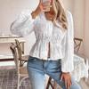 Women's Fashion Casual Spring Autumn Solid Color Print Long Sleeve V-Neck Blouses & Shirts
