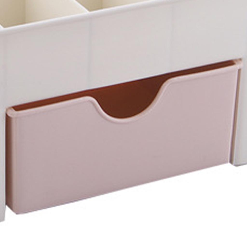 Cosmetics Makeup Organizer PP Multifunctional 6 Compartments Makeup Desk Organizer with Drawer Pink