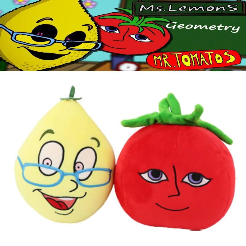 Frau Zitronen und Herr Tomaten Plüschtiere Hergestellt mit PP-Baumwolle und Plüschstoff 16*13*22cm/6.3*5.1*8.7in groß.