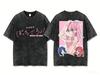 Hitori Gotoh Bocchi The Rock! Double Sided Printed Vintage Washed Crew Neck Short Sleeve Women And Men T-shirt