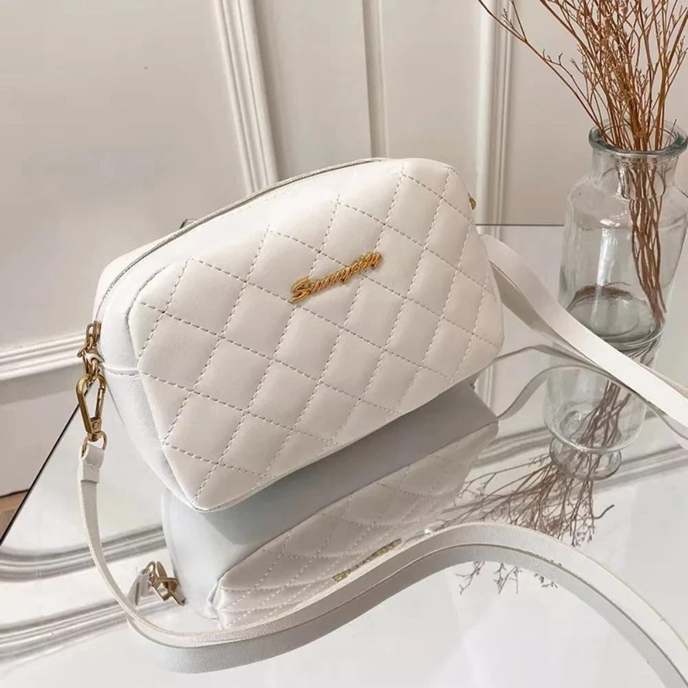 2026 Tassel Women's Small Crossbody Bag Trend Diamd Grid Embroidery Camera Women's Shoulder Bag Fashi Chain Crossbody Bag