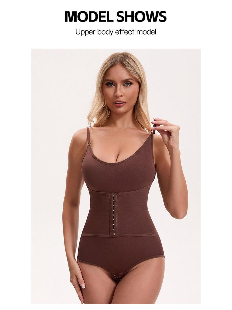 Strappy Shaping Bodysuit with Breast Pads - Bust Support, Tummy Control, Hip Lift, Double-breasted, Triangle Open Crotch Design.