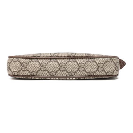 GUCCI Ophidia Double G Logo Zip Closure Canvas and Leather Mahjong Bag Underarm Bbag Shoulder Bag Handbag Mini Women's Beige with Ebony Color