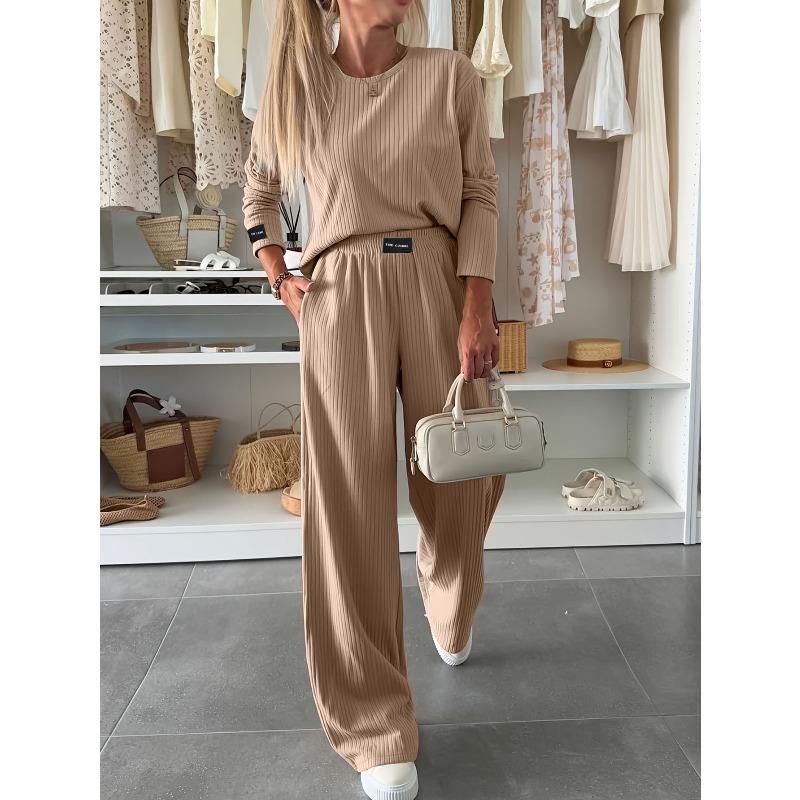 BITCED Women's Fashion Casual Long Sleeve O-Neck Pants Suits