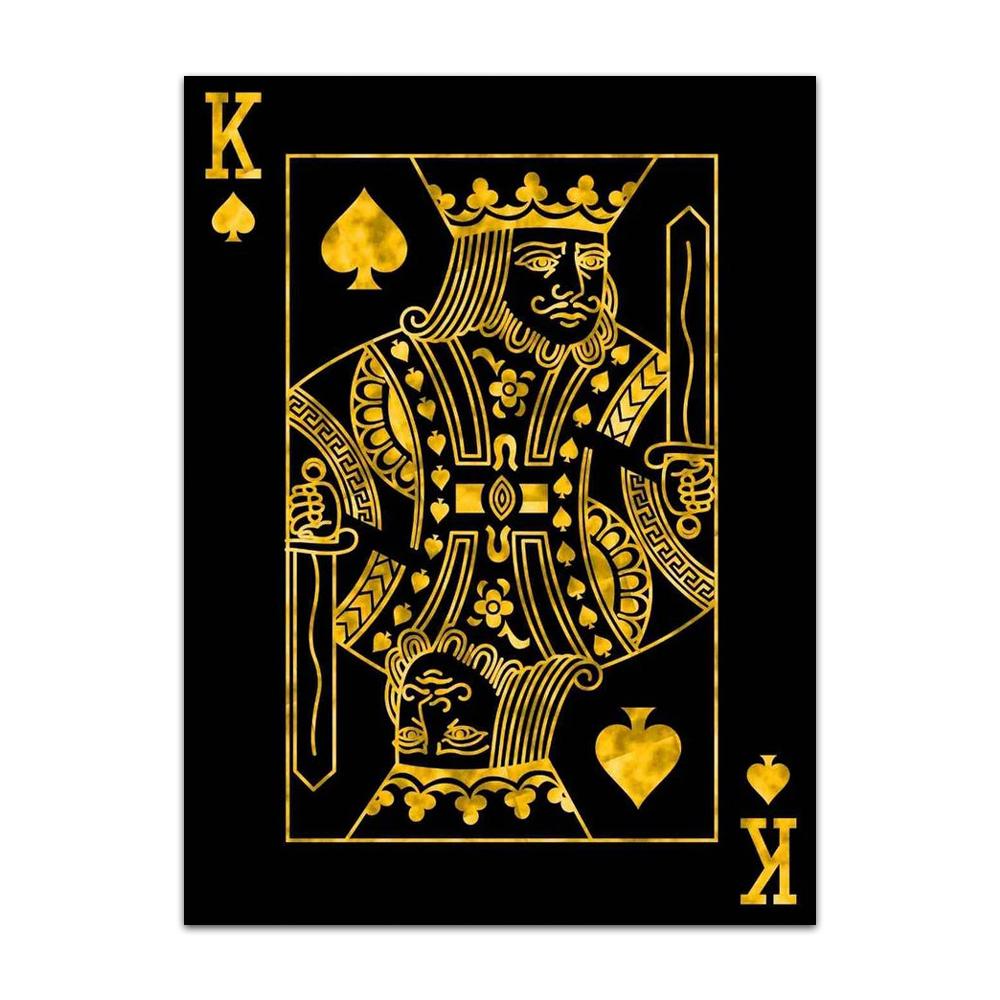 Gold Queen King Poker Black Nordic Wall Prints And Posters For Living Work Room Wall Art Canvas Painting Picture